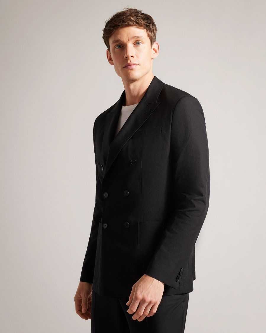 Ted Baker Cleevej Cotton And Linen Suit Jacket Black | 7952613-RL