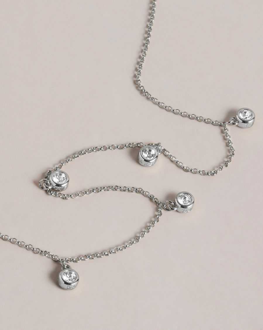 Ted Baker Clemmee Crystal Droplet Necklace Silver Colour | 9856173-TR