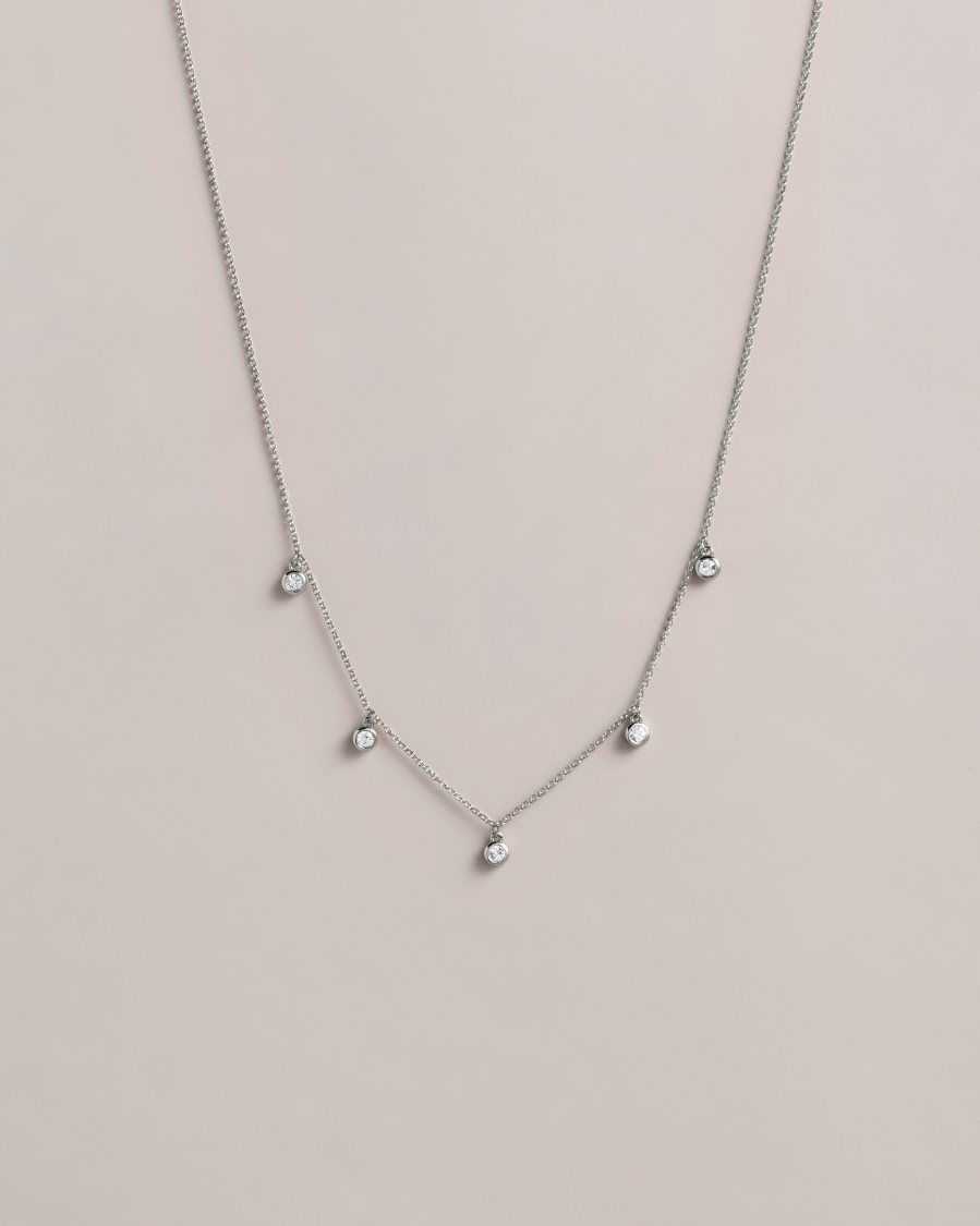 Ted Baker Clemmee Crystal Droplet Necklace Silver Colour | 9856173-TR