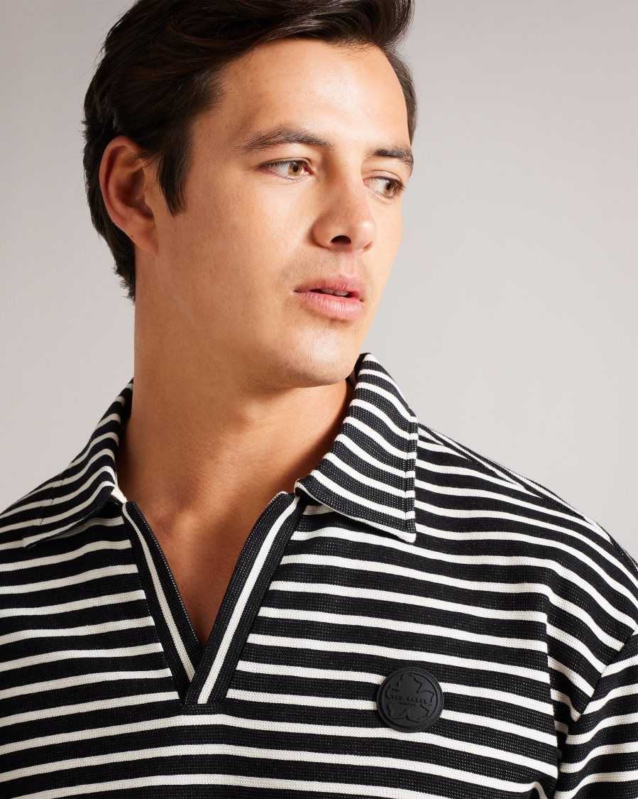 Ted Baker Clevely Long Sleeve Striped Polo Black | 6501274-OL