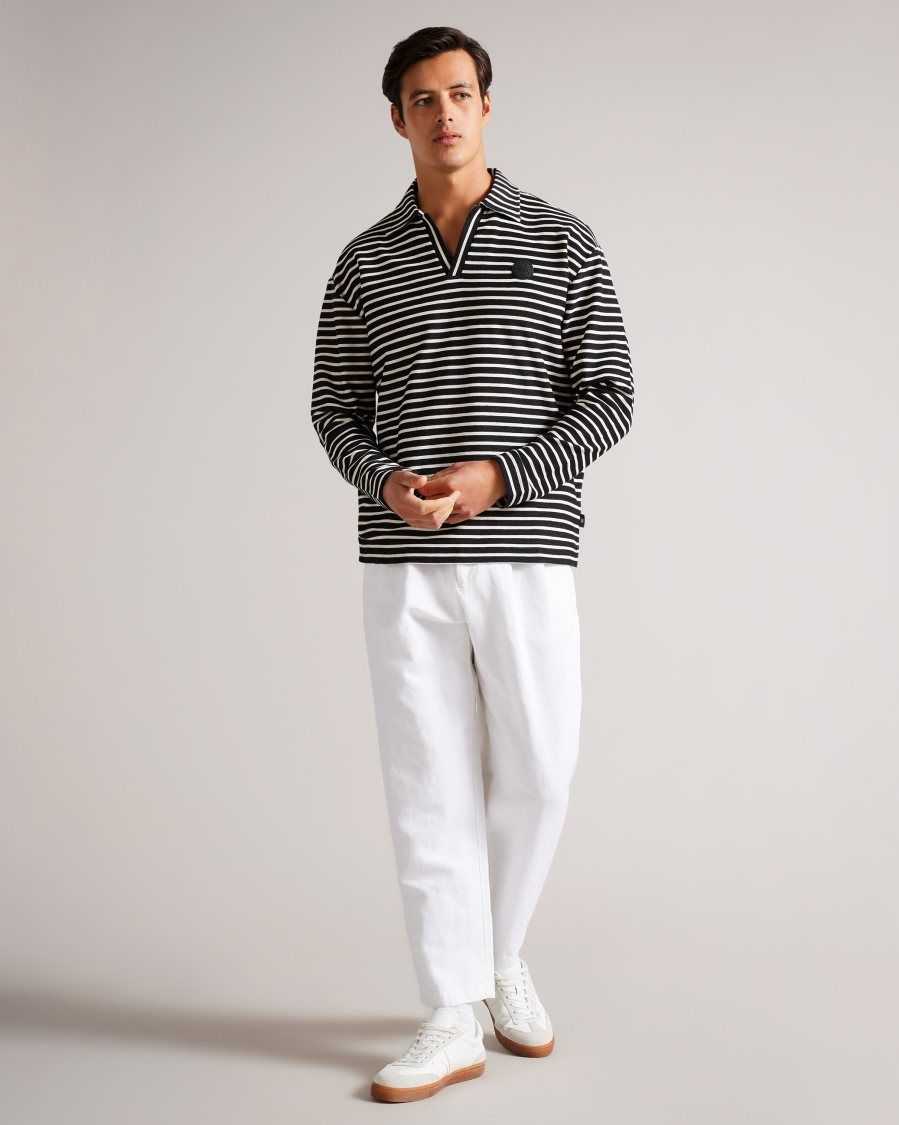 Ted Baker Clevely Long Sleeve Striped Polo Black | 6501274-OL