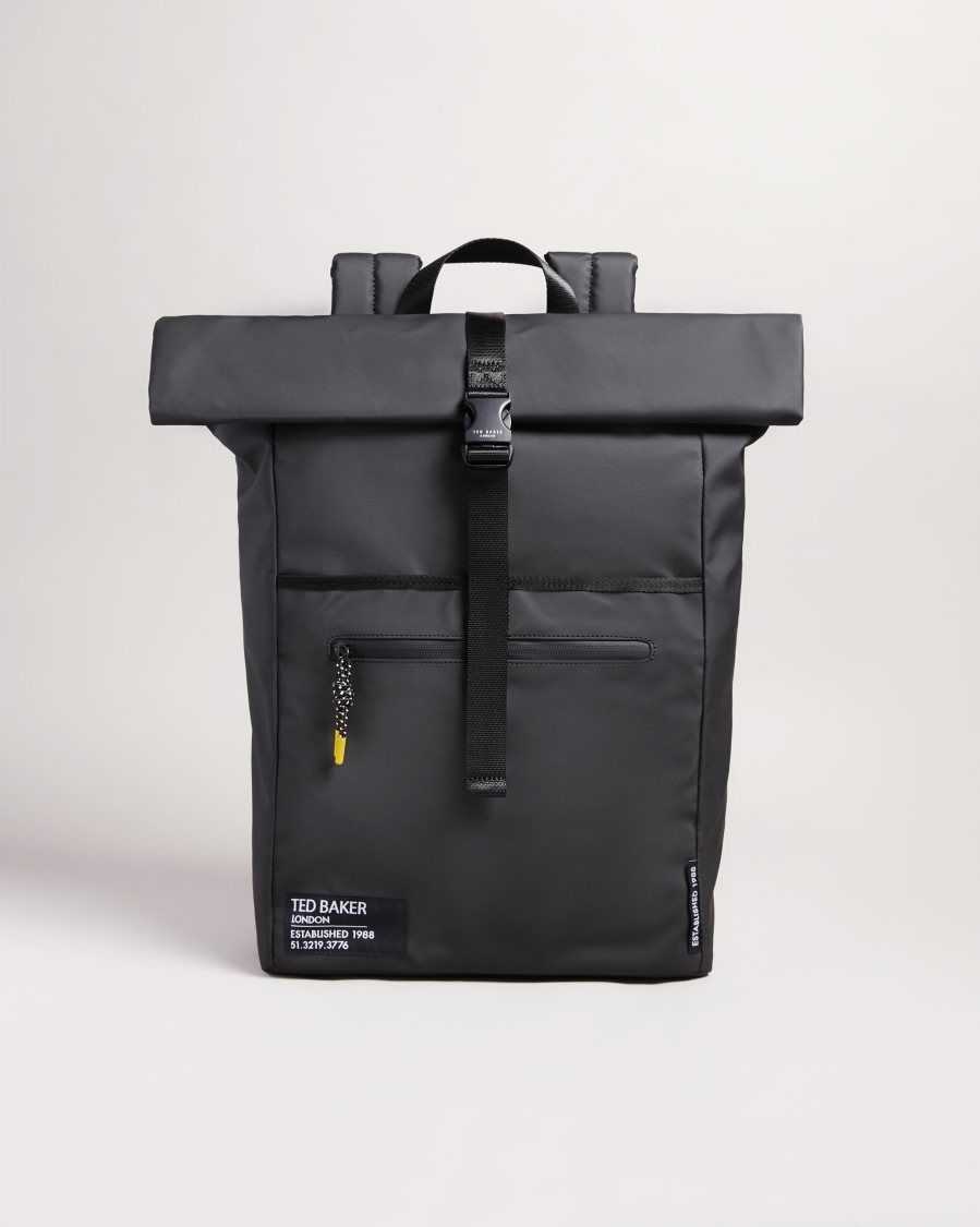 Ted Baker Clime Rubberised Rolltop Backpack Black | 3276405-CV