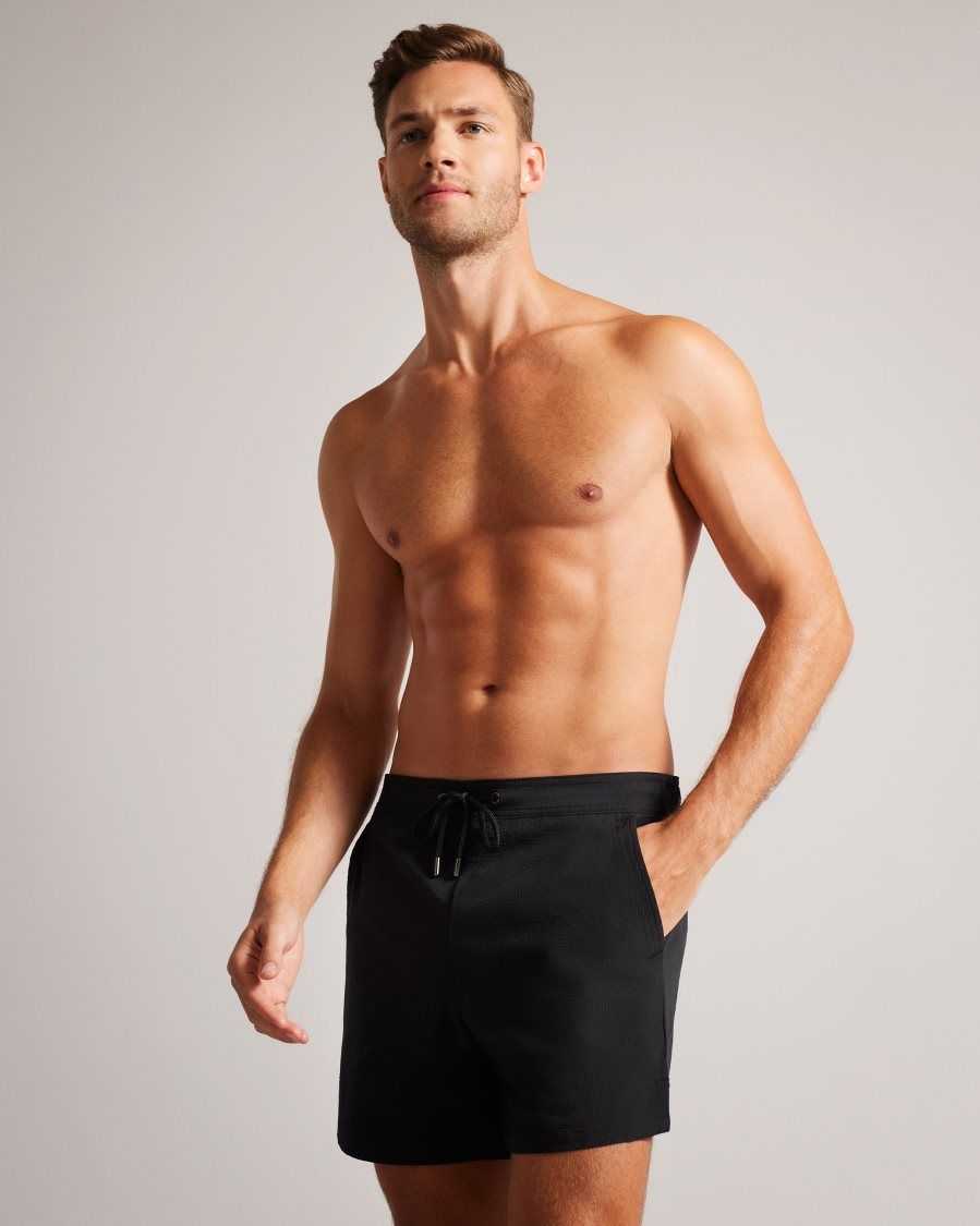 Ted Baker Colne Plain Textured Swim Shorts Black | 1685923-LX