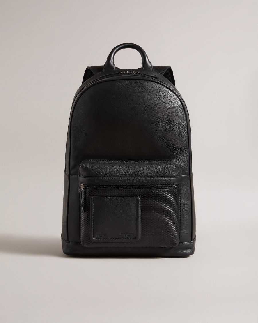 Ted Baker Convoy Textured Leather Backpack Black | 4186572-QV