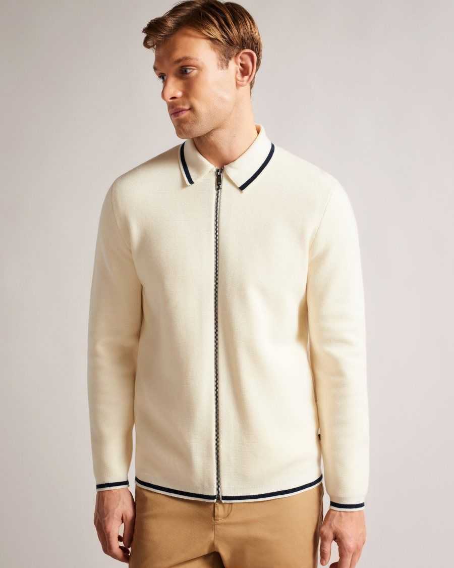 Ted Baker Coploe Long Sleeve Zip Through Jacket White | 8095316-KC