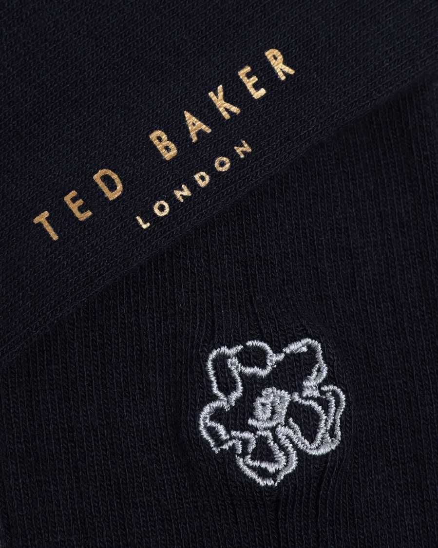 Ted Baker Coremag Ribbed Socks With Embroidered Magnolia Dark Navy | 8795432-OJ