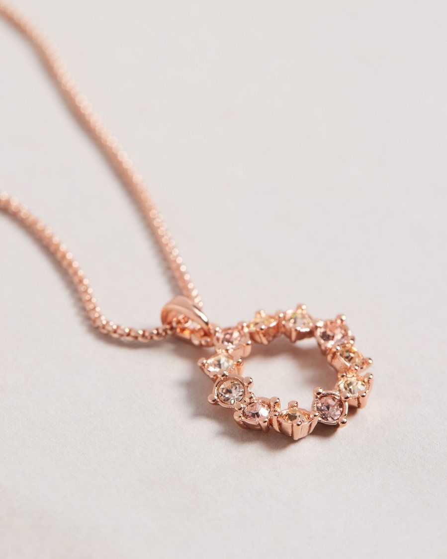 Ted Baker Cresar Calypso Crystal Hoop Pendant Necklace Rose Gold Colour | 4209873-IN