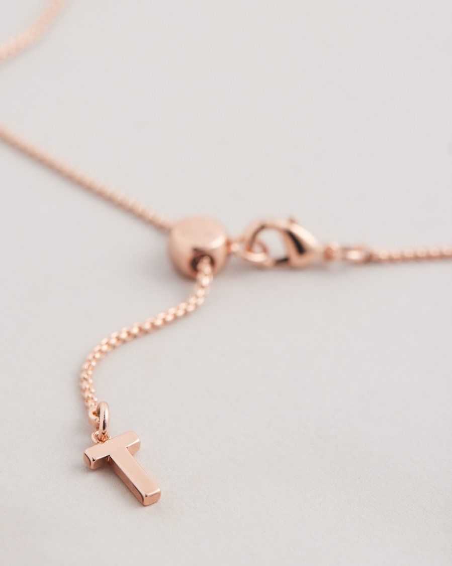 Ted Baker Cresar Calypso Crystal Hoop Pendant Necklace Rose Gold Colour | 4209873-IN