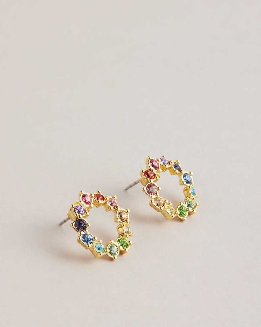 Ted Baker Cresina Crystal Hoop Stud Earrings Multicoloured | 2490375-AY