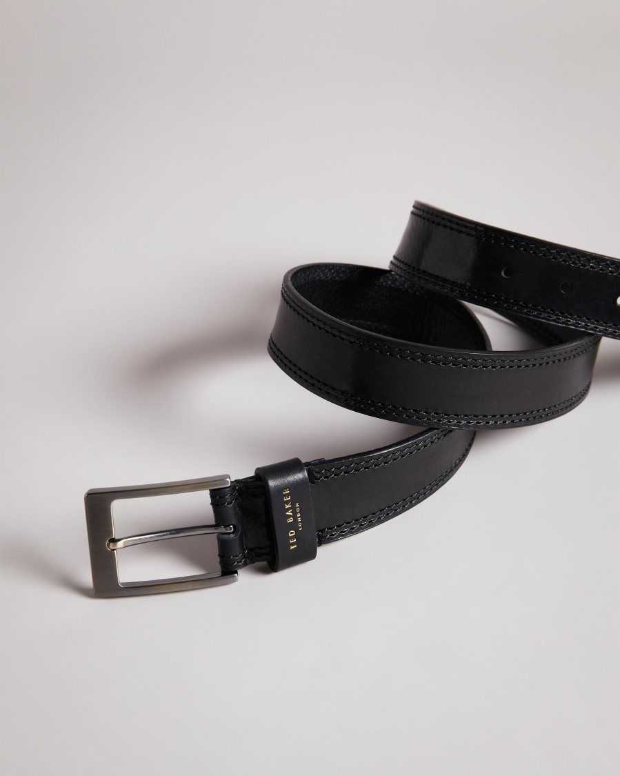 Ted Baker Crikitt Cricket Stitch Belt Black | 9863207-OT