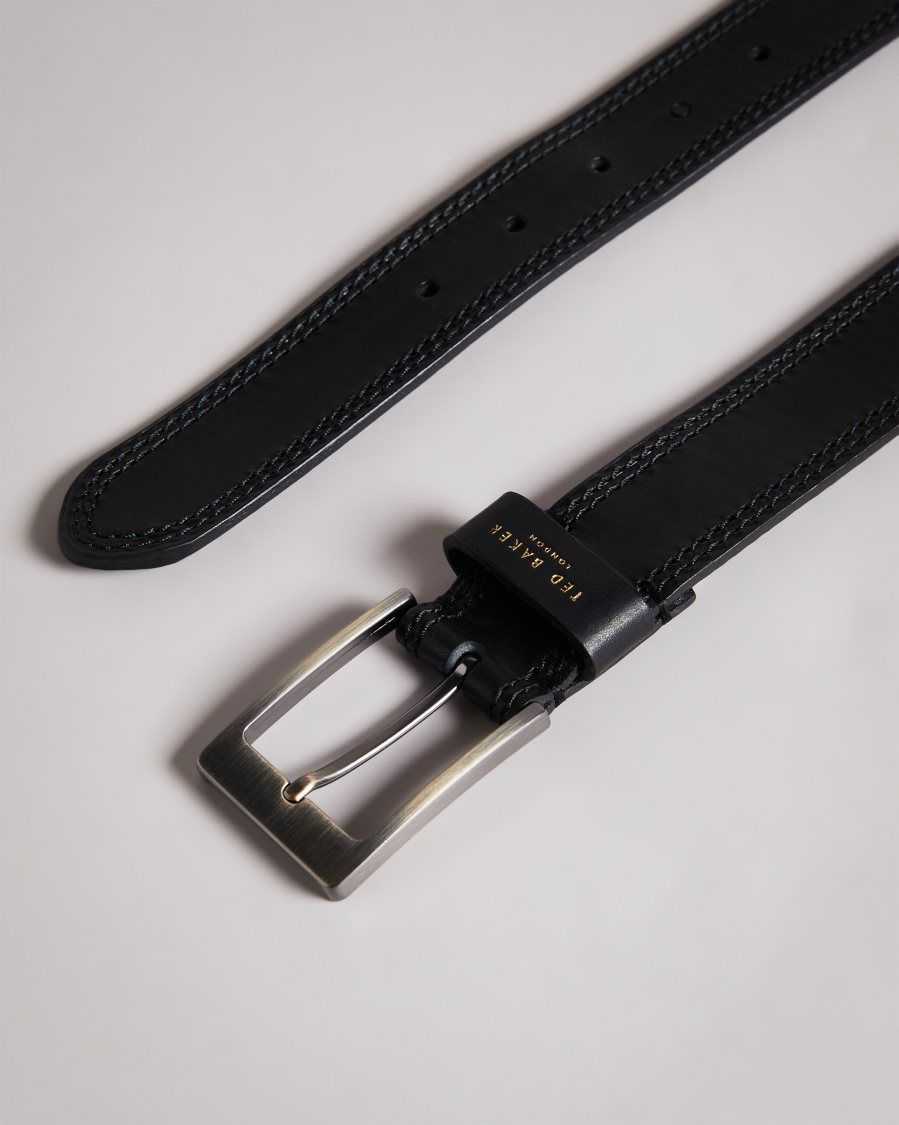 Ted Baker Crikitt Cricket Stitch Belt Black | 9863207-OT