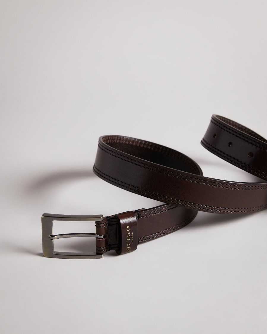 Ted Baker Crikitt Cricket Stitch Belt Chocolate | 7504893-HU