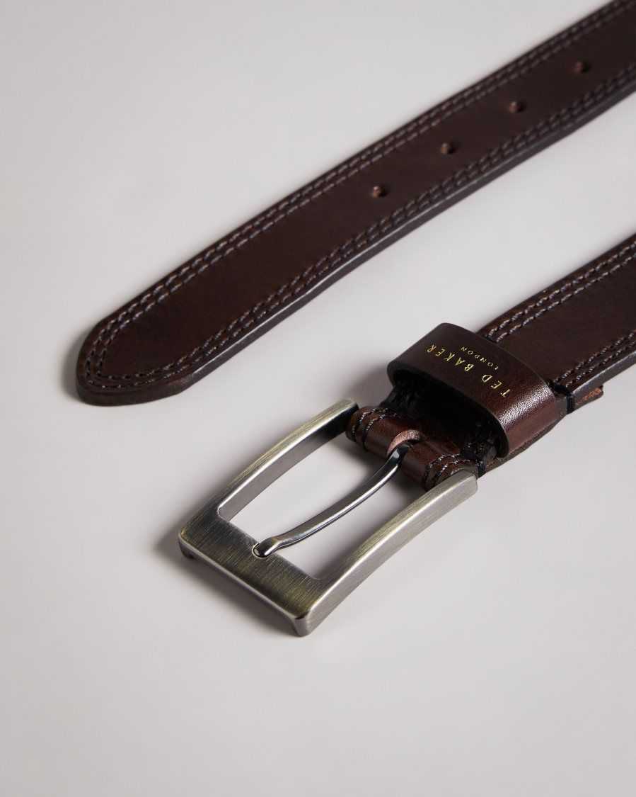 Ted Baker Crikitt Cricket Stitch Belt Chocolate | 7504893-HU