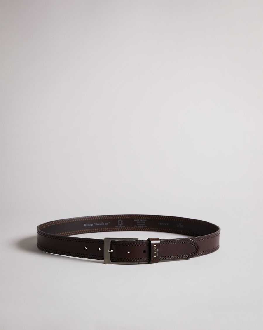 Ted Baker Crikitt Cricket Stitch Belt Chocolate | 7504893-HU