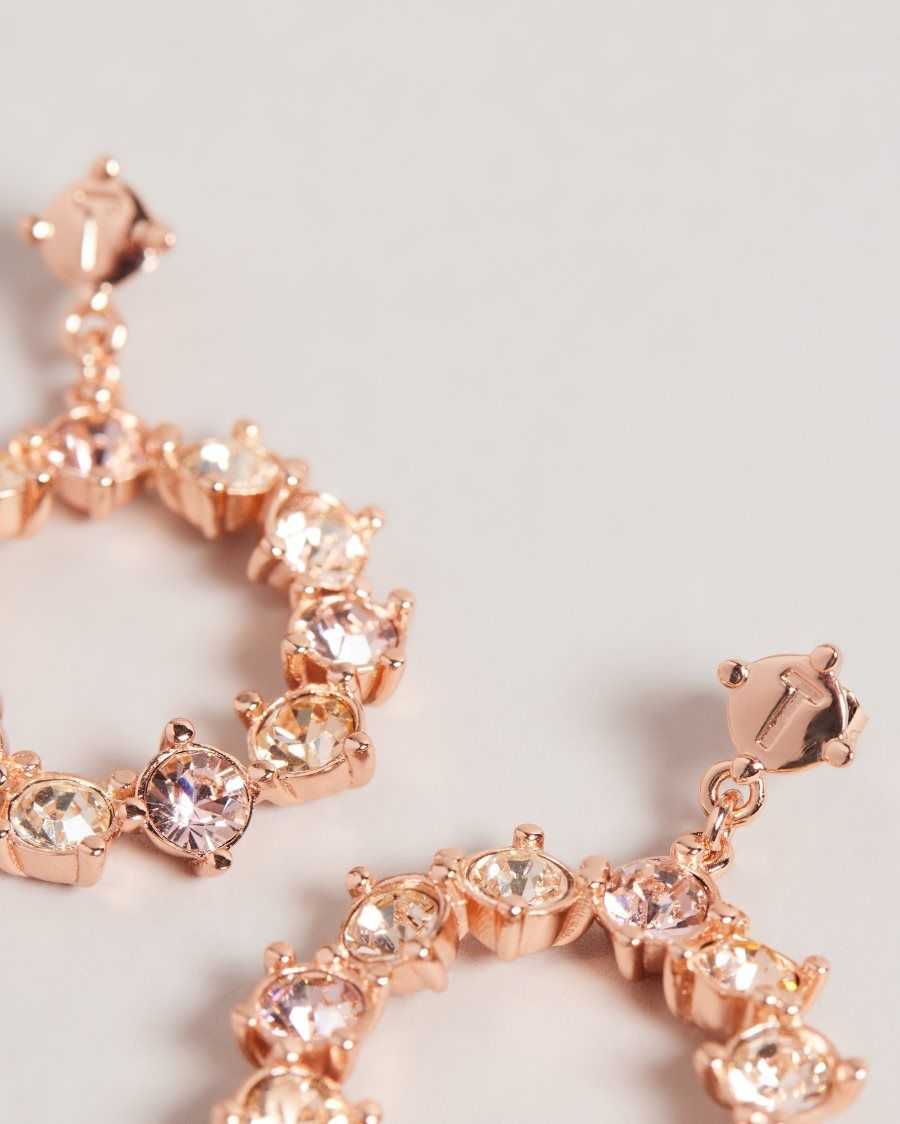 Ted Baker Crissty Crystal Hoop Drop Earrings Rose Gold Colour | 1498065-LF