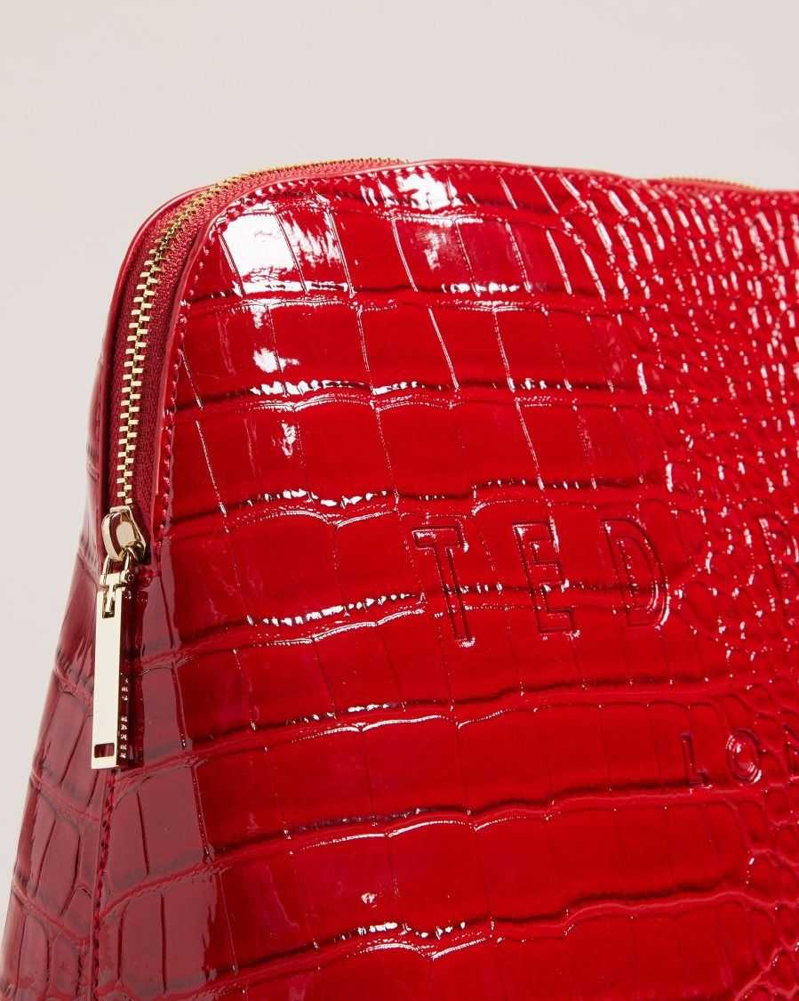 Ted Baker Crocana Croc Detail Debossed Washbag Red | 1308427-WO