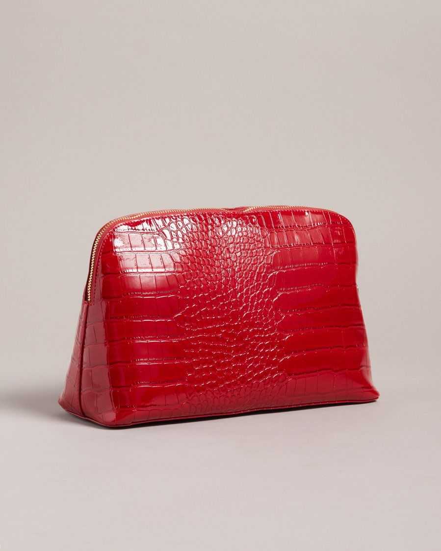 Ted Baker Crocana Croc Detail Debossed Washbag Red | 1308427-WO