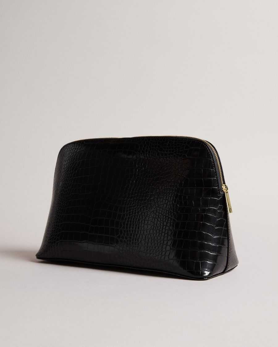 Ted Baker Crocana Croc Detail Debossed Washbag Black | 1428735-EQ