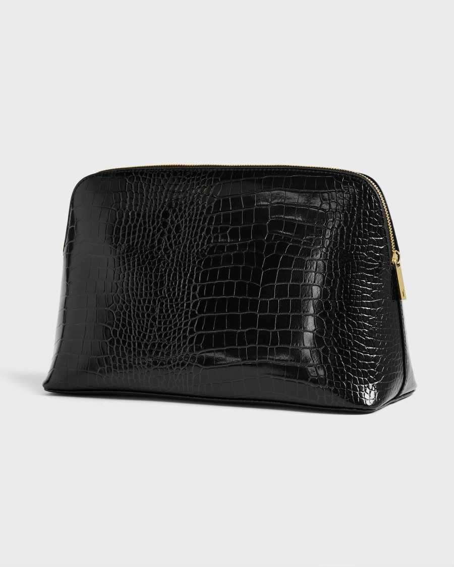 Ted Baker Crocana Croc Detail Debossed Washbag Black | 1428735-EQ