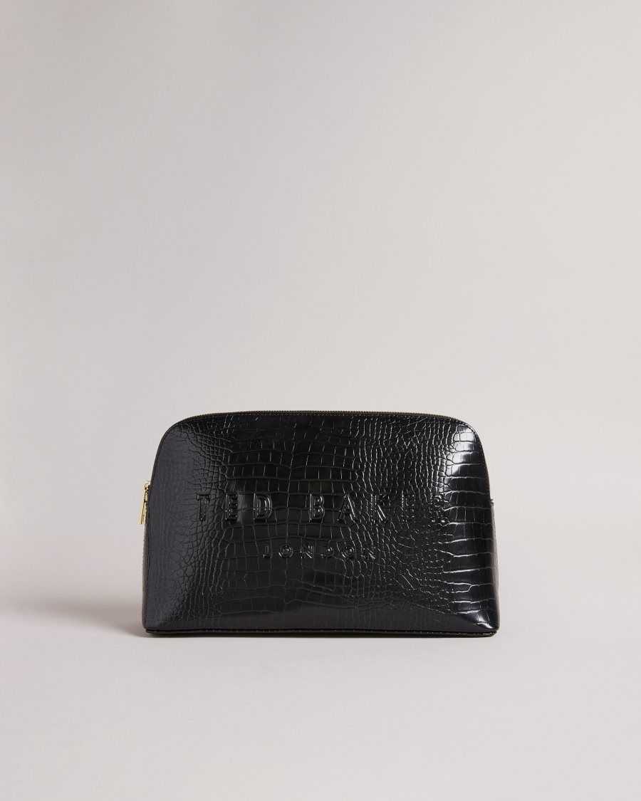 Ted Baker Crocana Croc Detail Debossed Washbag Black | 1428735-EQ