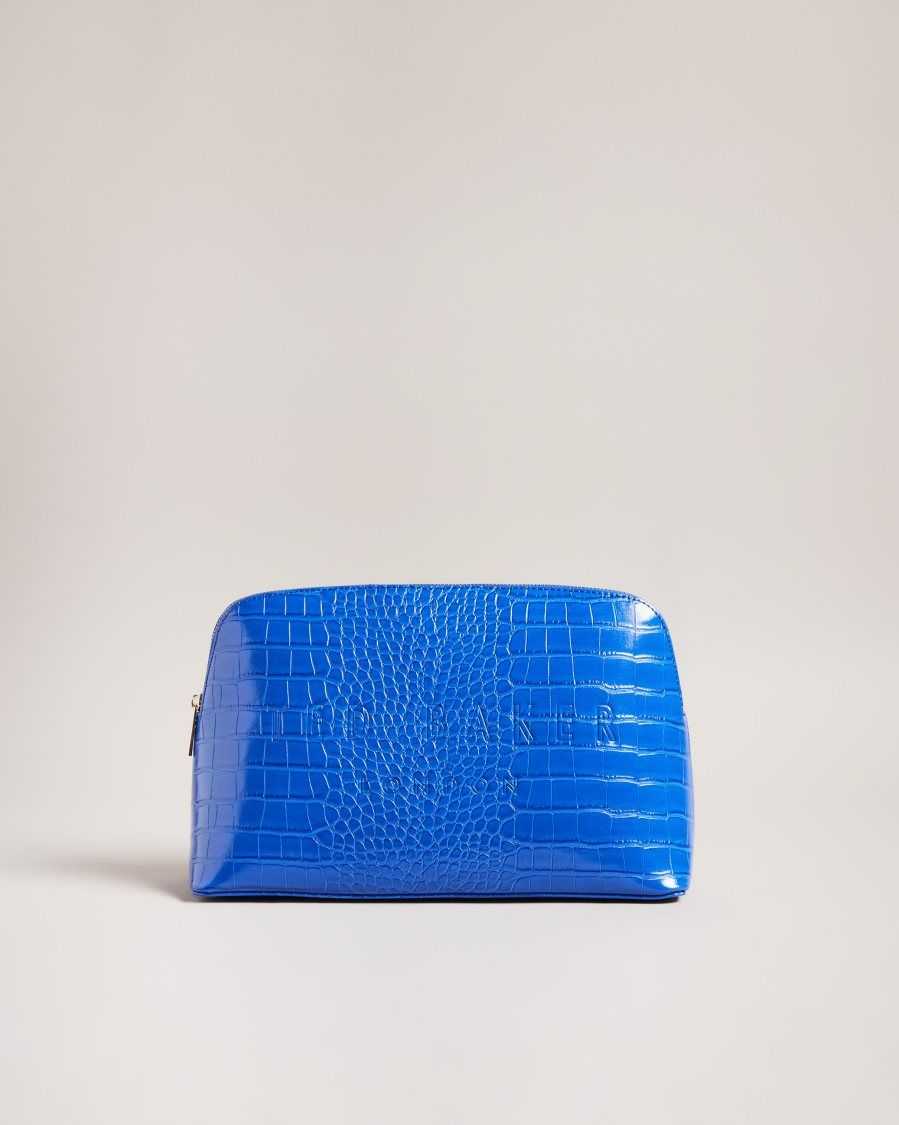 Ted Baker Crocana Croc Detail Debossed Washbag Bright Blue | 1960372-YS