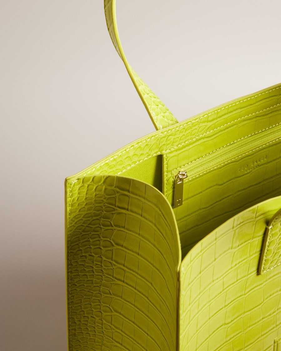 Ted Baker Croccon Croc Detail Large Icon Bag Lime | 3245809-VB