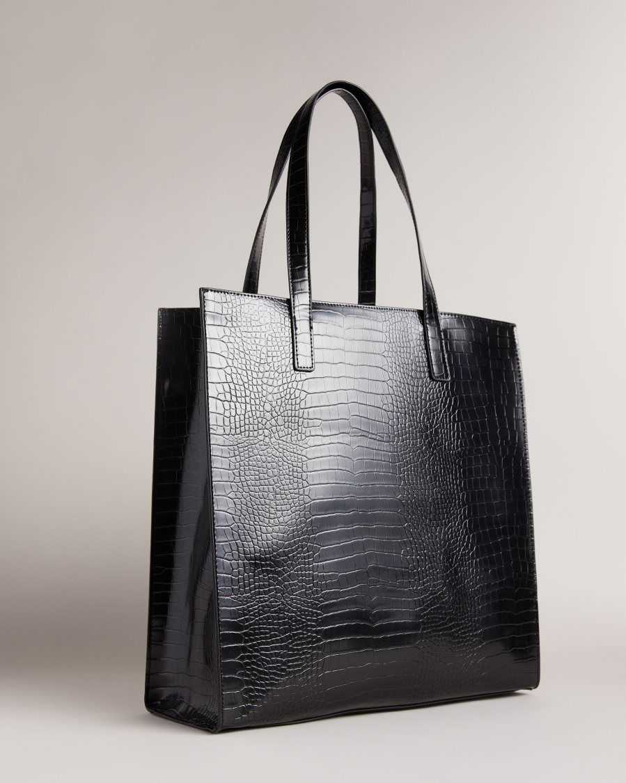 Ted Baker Croccon Croc Detail Large Icon Bag Black | 3689415-IV