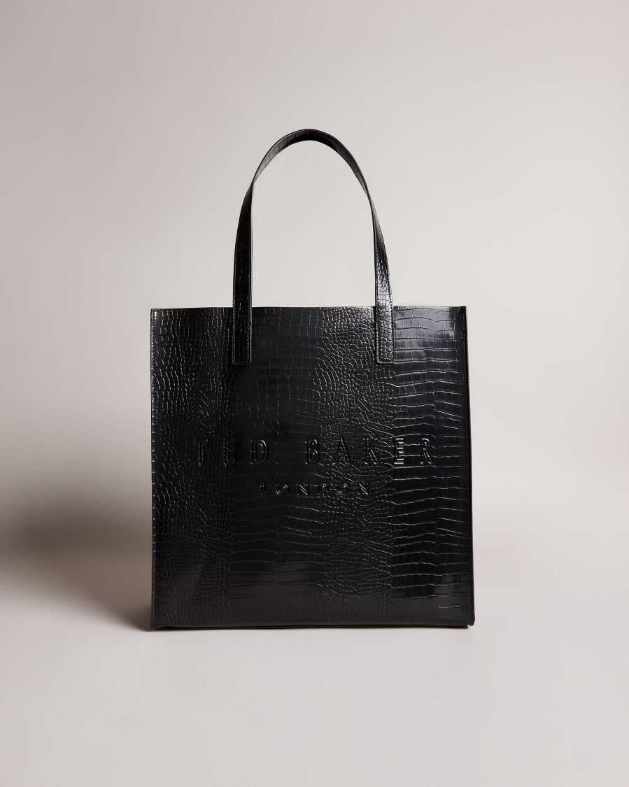 Ted Baker Croccon Croc Detail Large Icon Bag Black | 3689415-IV