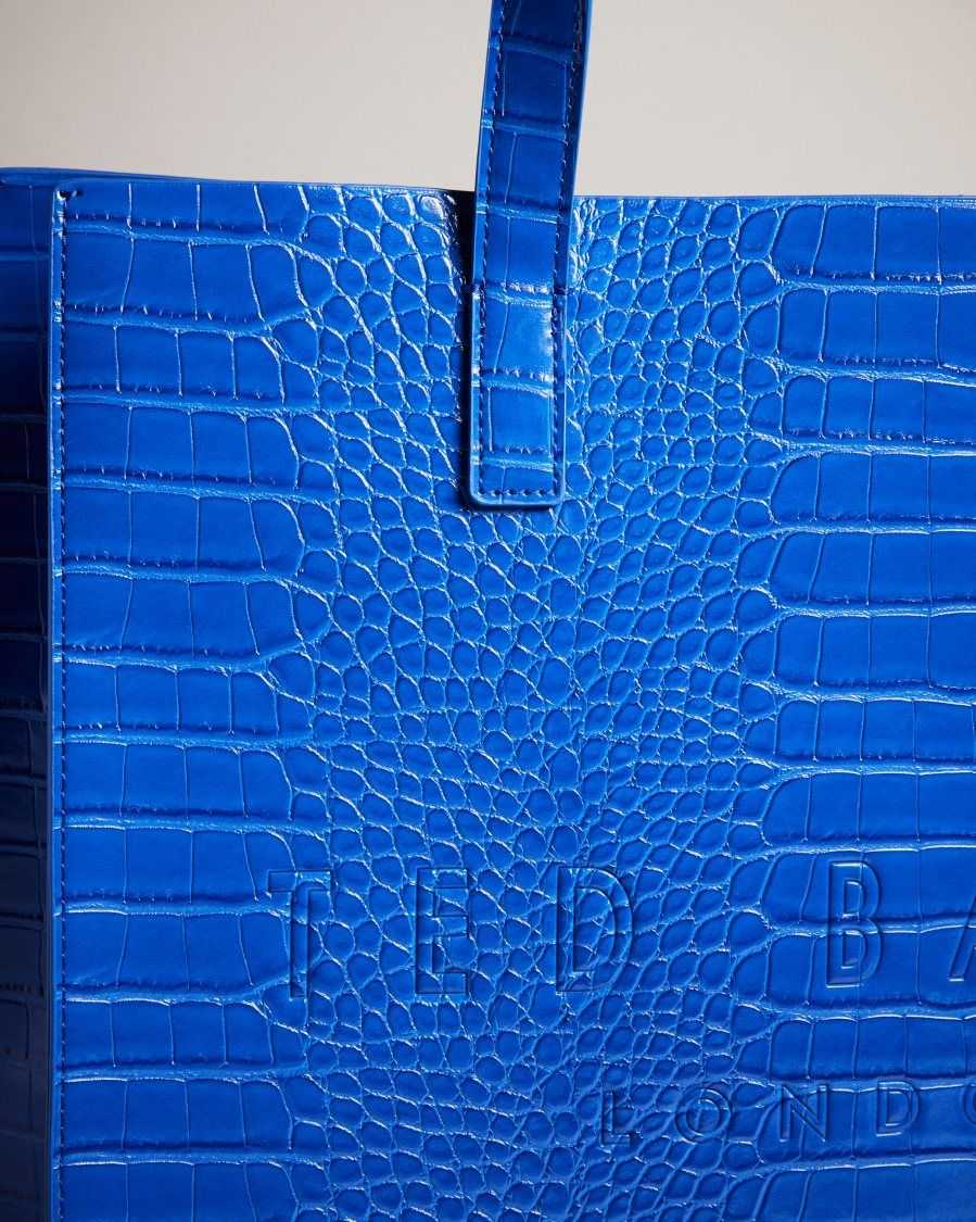 Ted Baker Croccon Croc Detail Large Icon Bag Bright Blue | 7528631-IC