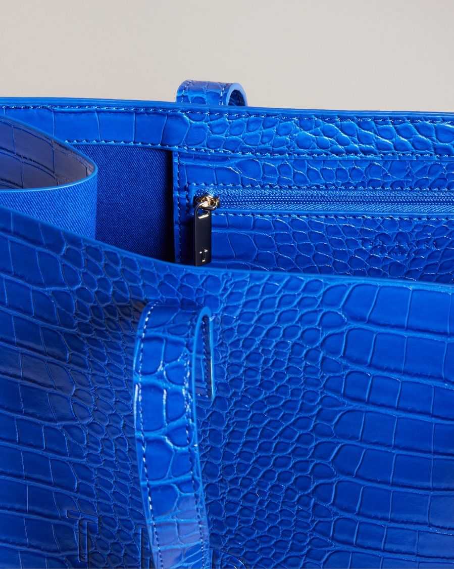 Ted Baker Croccon Croc Detail Large Icon Bag Bright Blue | 7528631-IC