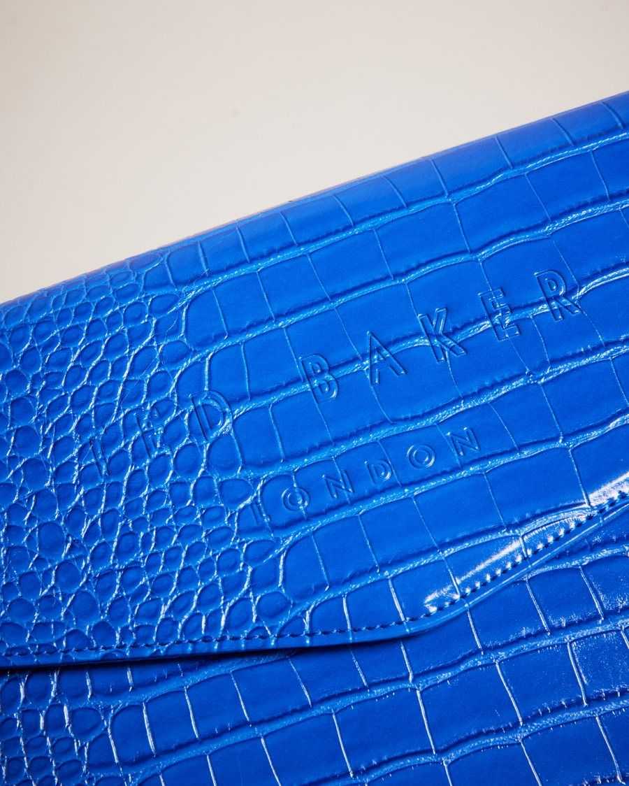 Ted Baker Crocey Croc Detail Debossed Envelope Pouch Bright Blue | 3649782-RX