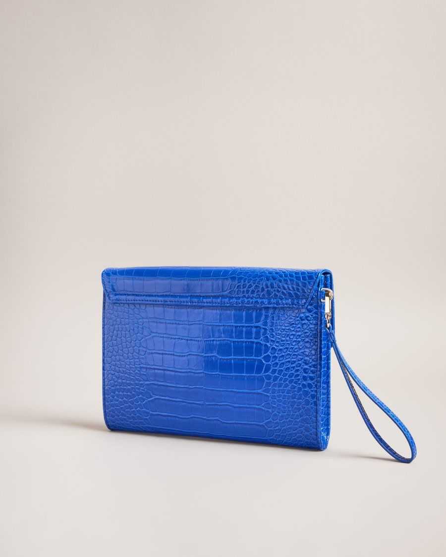 Ted Baker Crocey Croc Detail Debossed Envelope Pouch Bright Blue | 3649782-RX