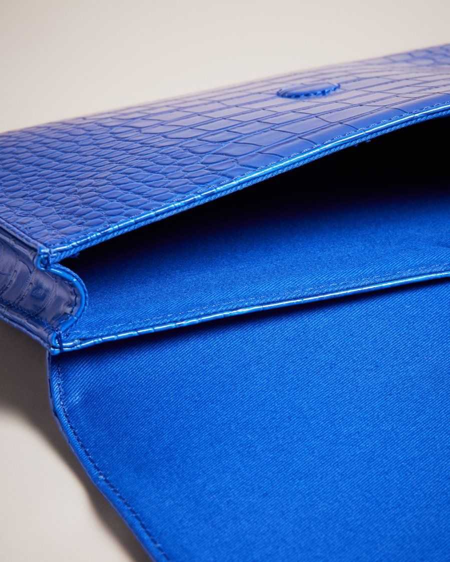 Ted Baker Crocey Croc Detail Debossed Envelope Pouch Bright Blue | 3649782-RX