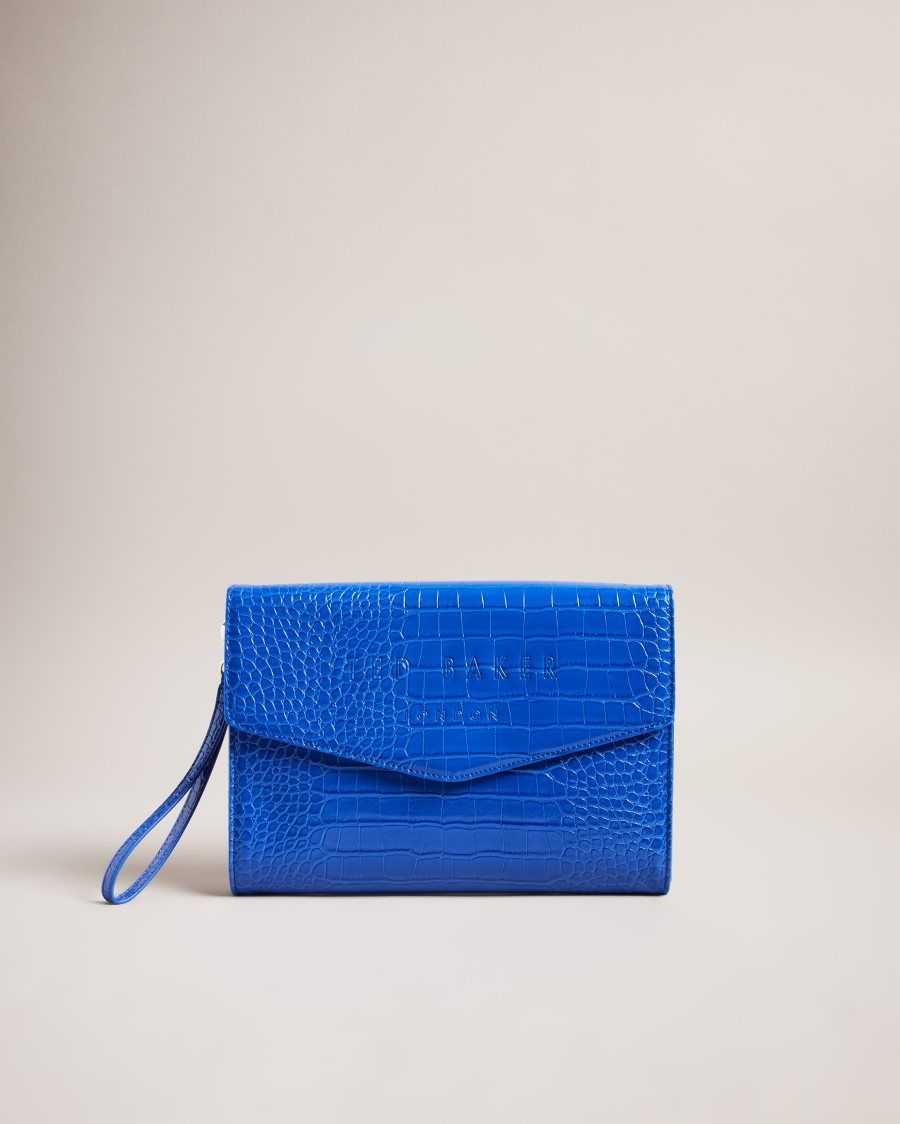 Ted Baker Crocey Croc Detail Debossed Envelope Pouch Bright Blue | 3649782-RX