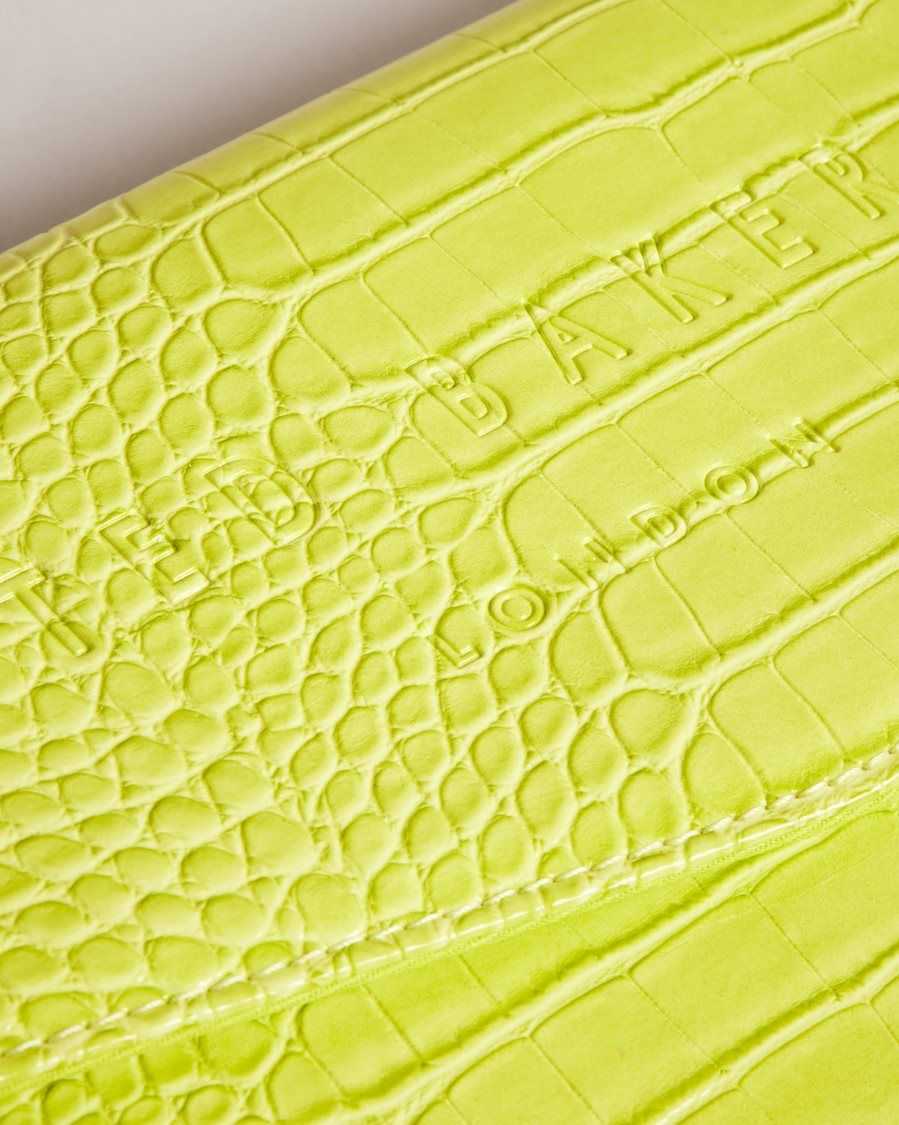 Ted Baker Crocey Croc Detail Debossed Envelope Pouch Lime | 4508236-JO