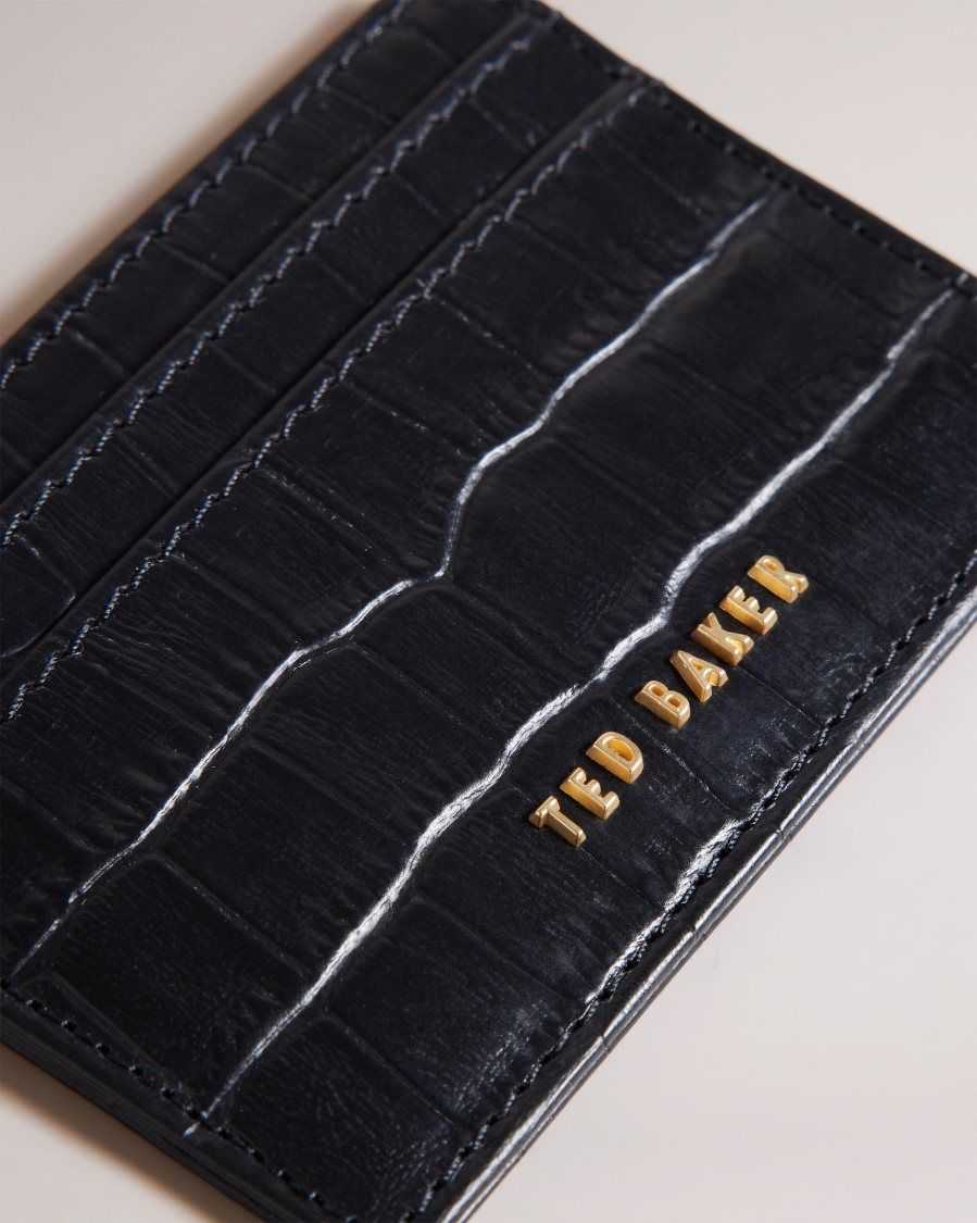 Ted Baker Crokina Imitation Croc Card Holder Black | 7380951-RU