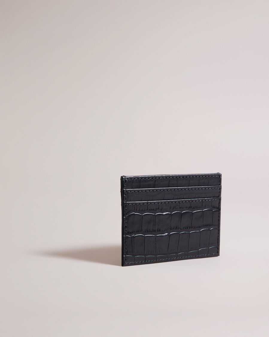 Ted Baker Crokina Imitation Croc Card Holder Black | 7380951-RU