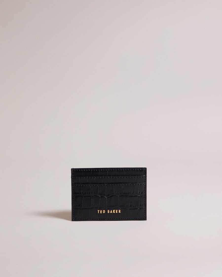 Ted Baker Crokina Imitation Croc Card Holder Black | 7380951-RU