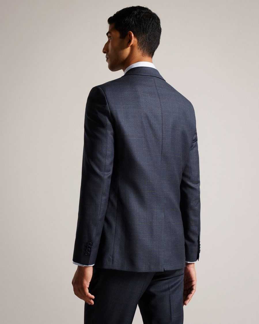 Ted Baker Cromjs Wool Blend Check Jacket Navy | 2846150-QG