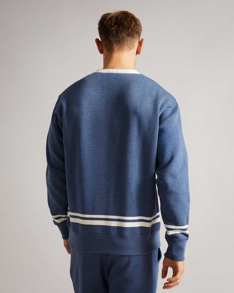 Ted Baker Cultra LS Henley sweatshirt Blue | 4752803-NA