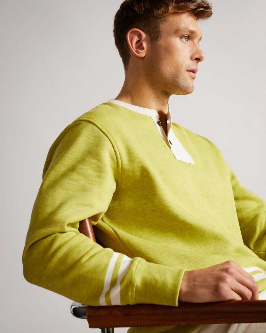 Ted Baker Cultra LS Henley sweatshirt Lime | 2604153-XN