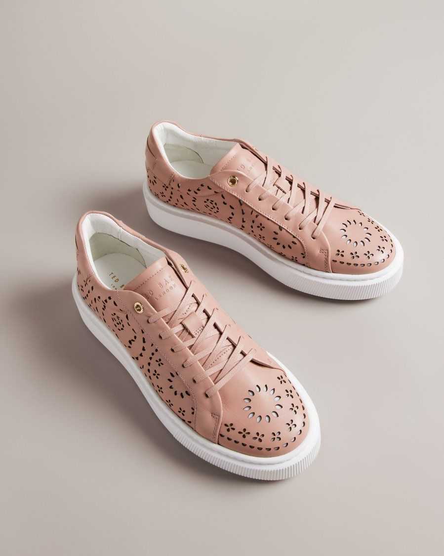 Ted Baker Cwisp Laser Cut Platform Trainers Dusky Pink | 4851097-DR