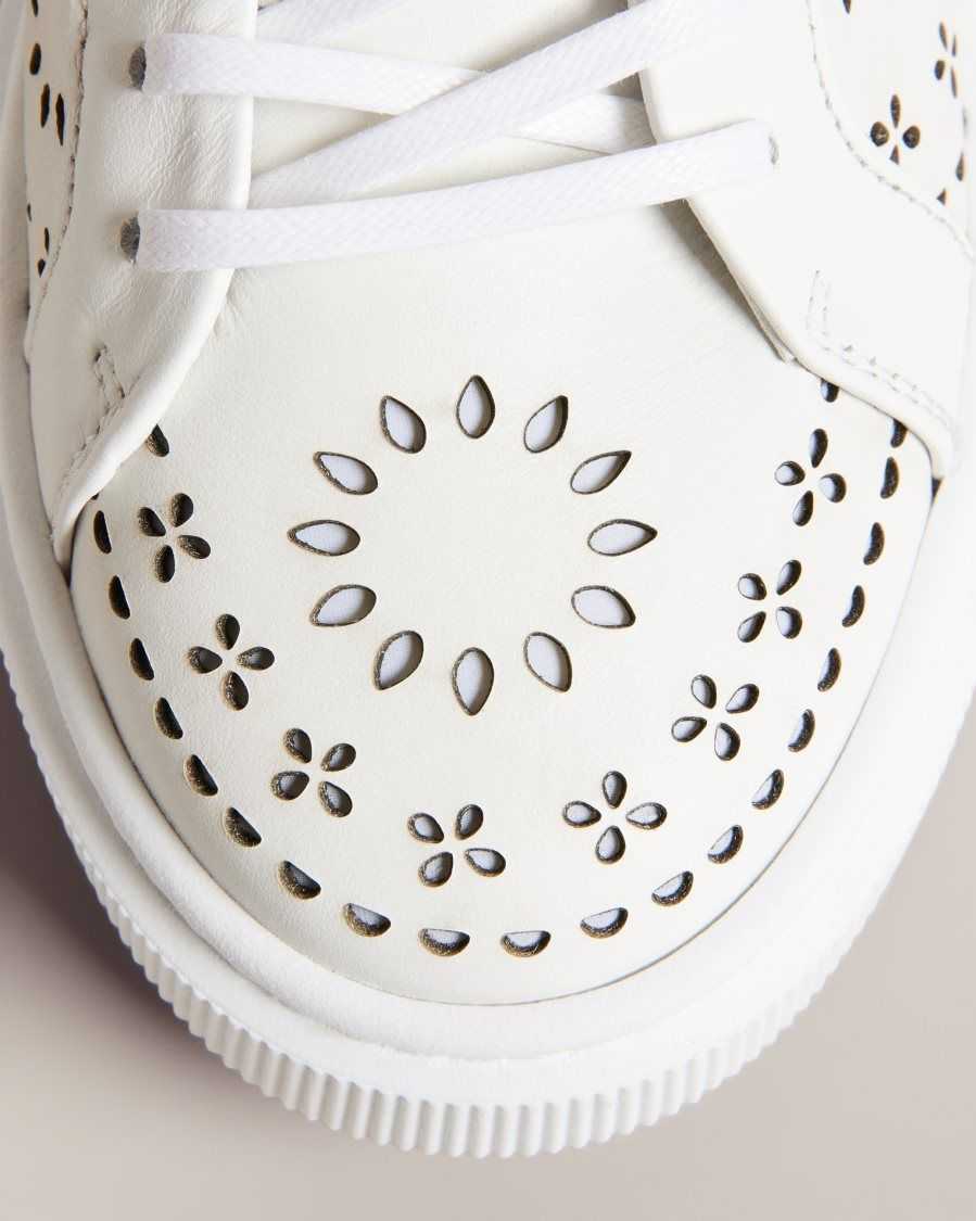 Ted Baker Cwisp Laser Cut Platform Trainers White | 8926350-GR