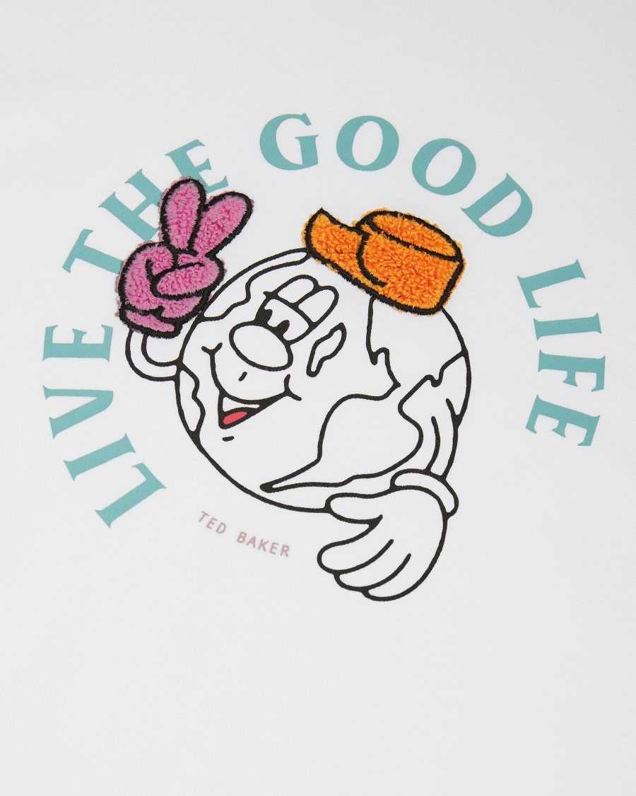 Ted Baker Dainno Good Life Graphic Tee White | 8162374-EK