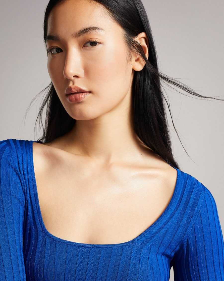 Ted Baker Dakoti Open Back Detailed Knit Top Bright Blue | 3592871-UO