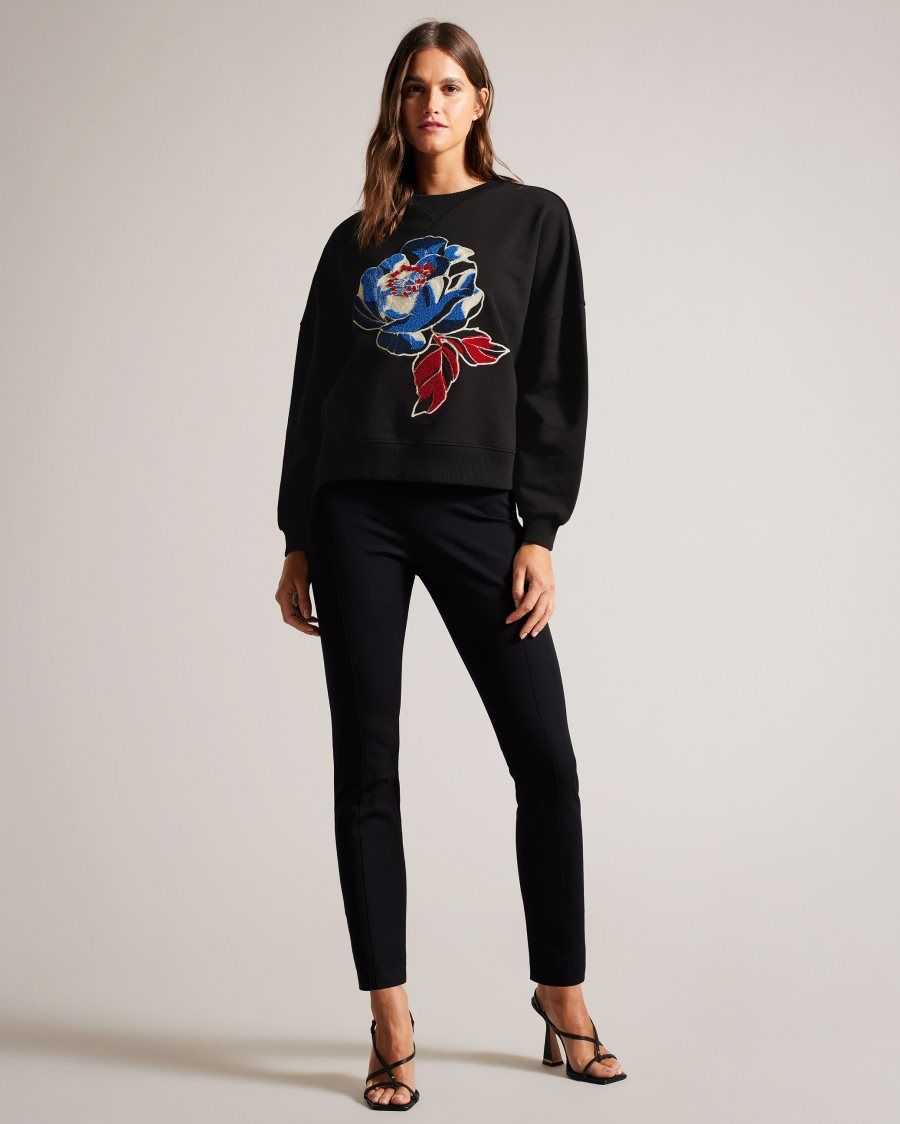 Ted Baker Danella Embroidered Coronation Jumper Black | 3160829-BR