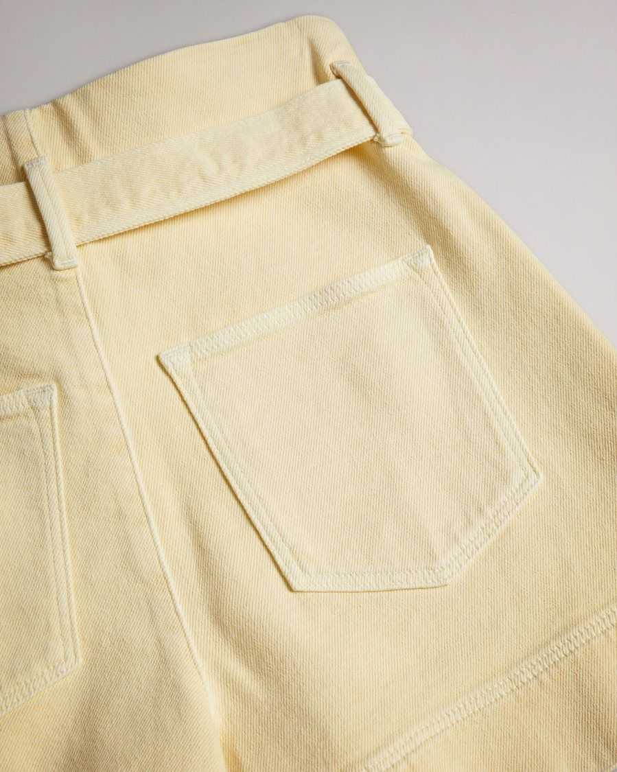 Ted Baker Danikii Self Tie High Waist Denim Shorts Light Yellow | 2516378-VN