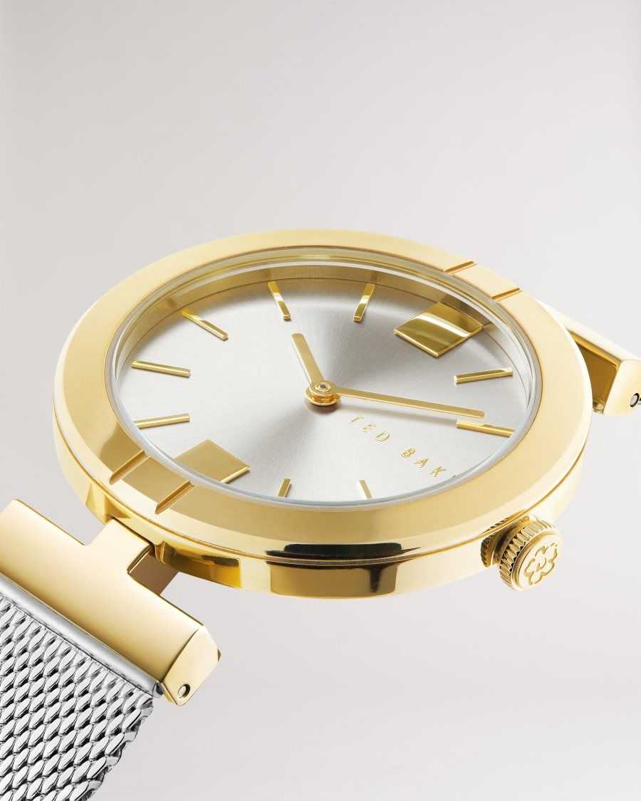 Ted Baker Darbiey T Frame Mesh Strap Watch SH-PL-GOLD | 6153872-FM