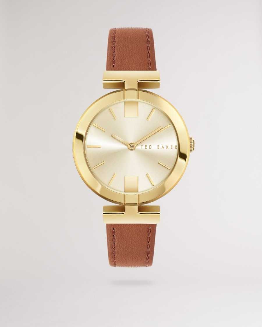 Ted Baker Darbii T Frame Leather Strap Watch Tan | 7829163-FY