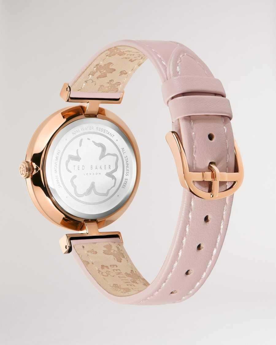 Ted Baker Darbyy T Frame Leather Strap Watch Pink | 6328059-JG